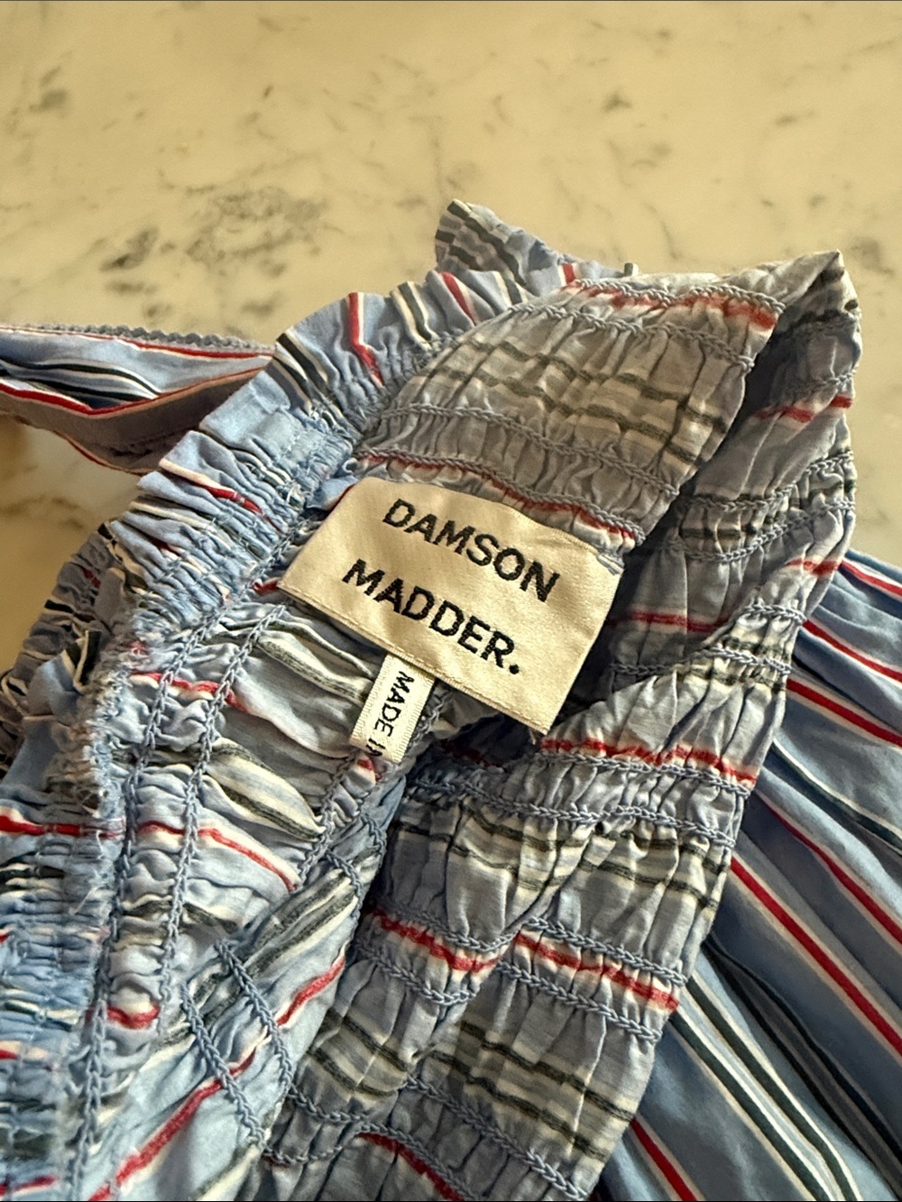 Light Blue Striped Smocked Halter Maxi Dress - Picture 2 of 2